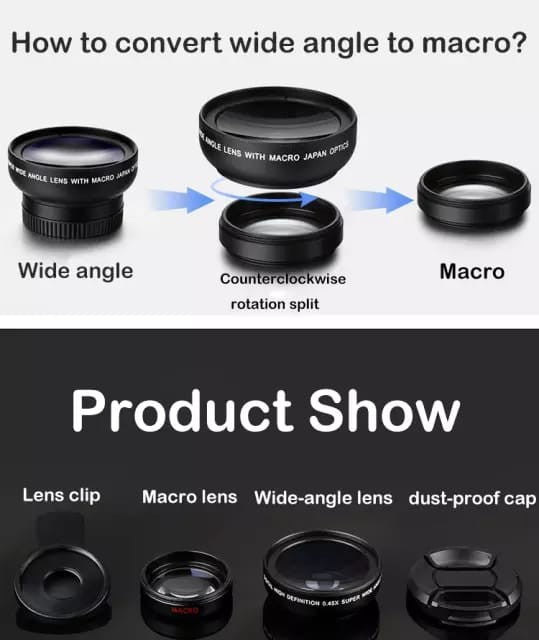 Universal Professional Clip On HD Macro Phone Lens Black