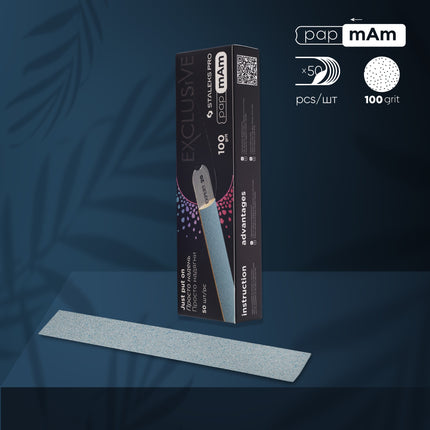 Disposable papmAm files for straight nail file Staleks Pro Exclusive 22 -100 grit (50 pcs)-DFCX-22-100