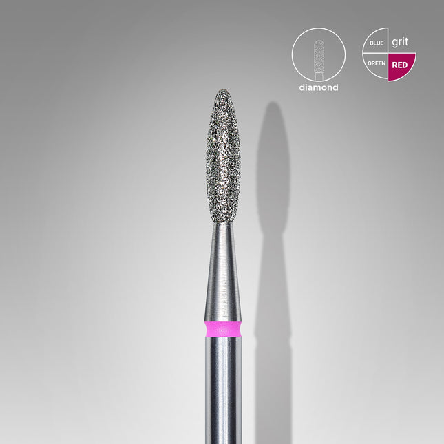 Staleks Diamond Nail Drill Bit, Flame Red, Head Diameter  2.1 mm, Working Part 8 mm