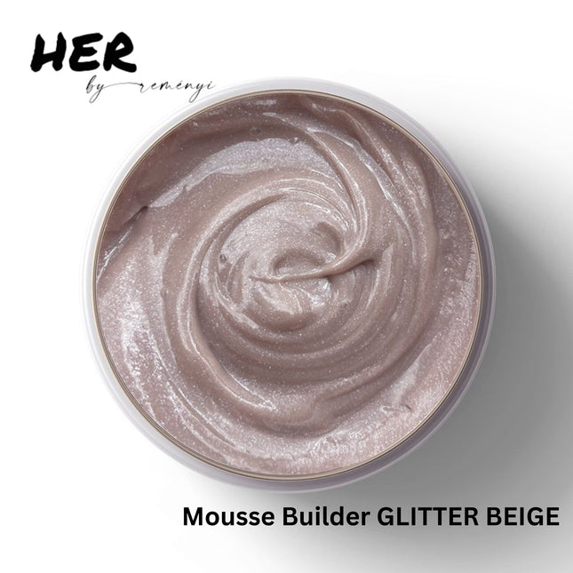 Mousse Builder Gel GLITTER BEIGE  , 15g - HER