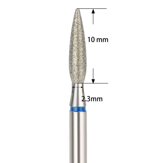 Cuticle Drill Bit, Diamond Flame Blue, 2.3x10mm