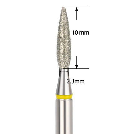 Cuticle Drill Bit, Diamond Flame Yellow, 2.3x10mm