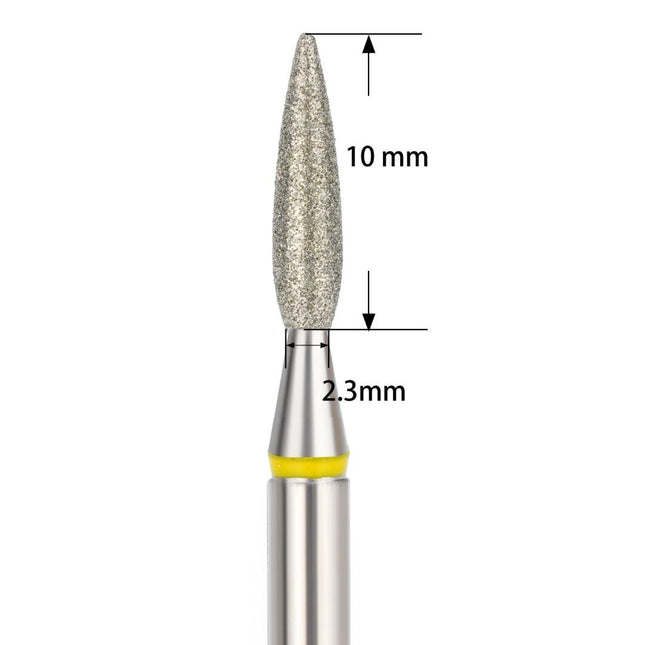 Cuticle Drill Bit, Diamond Flame Yellow, 2.3x10mm