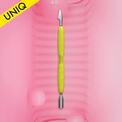 Staleks Manicure pusher with silicone handle “Gummy” UNIQ 10 TYPE 3 (narrow rounded pusher + hatchet)
