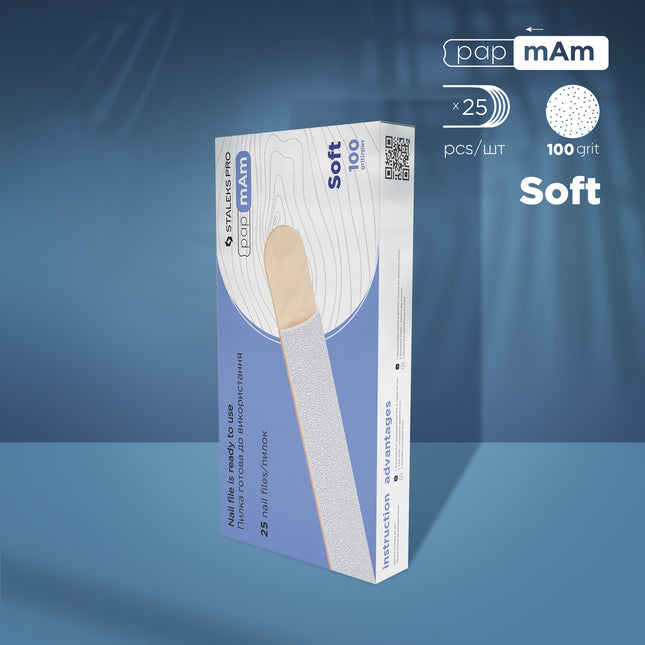 Disposable white papmAm files (soft foam layer) on a wooden base EXPERT 20 100 grit (25 pcs)