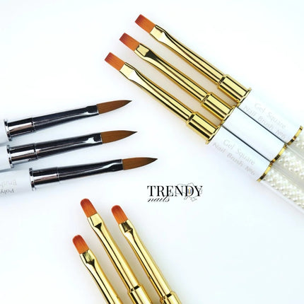 White Pearl SQUARE GEL BRUSH N°6 -Trendy Nails