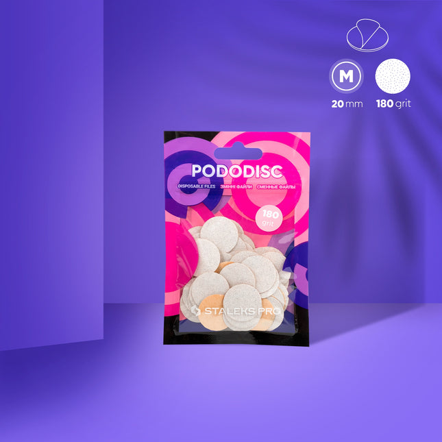 White refill pads for pedicure disc Pododisc Staleks Pro M, 180 grit (50 pc)-PDF-20-180w
