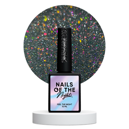 NAILSOFTHENIGHT Reflective base 01 – camouflage reflective base with shimmer (silver and pink sparkles), 10 ml