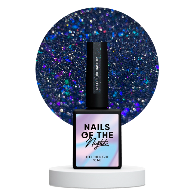 NAILSOFTHENIGHT Reflective base 02 – camouflage reflective base with shimmer (blue and azure sparkles), 10 ml