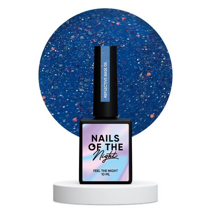 NAILSOFTHENIGHT Reflective base 05 – camouflage reflective base with holographic sparkles (deep blue), 10 ml