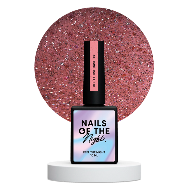 NAILSOFTHENIGHT Reflective base 08 – camouflage reflective base with shimmer (peach), 10 ml