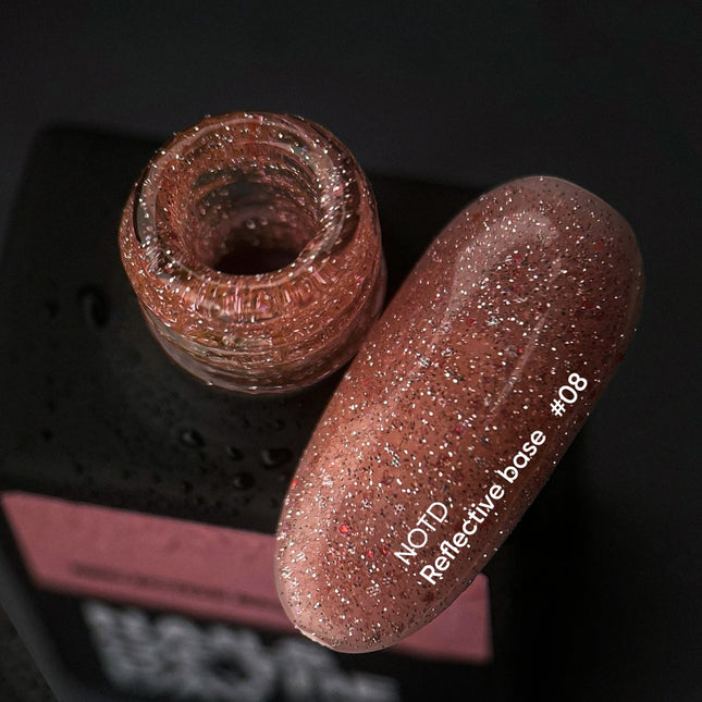 NAILSOFTHENIGHT Reflective base 08 – camouflage reflective base with shimmer (peach), 10 ml