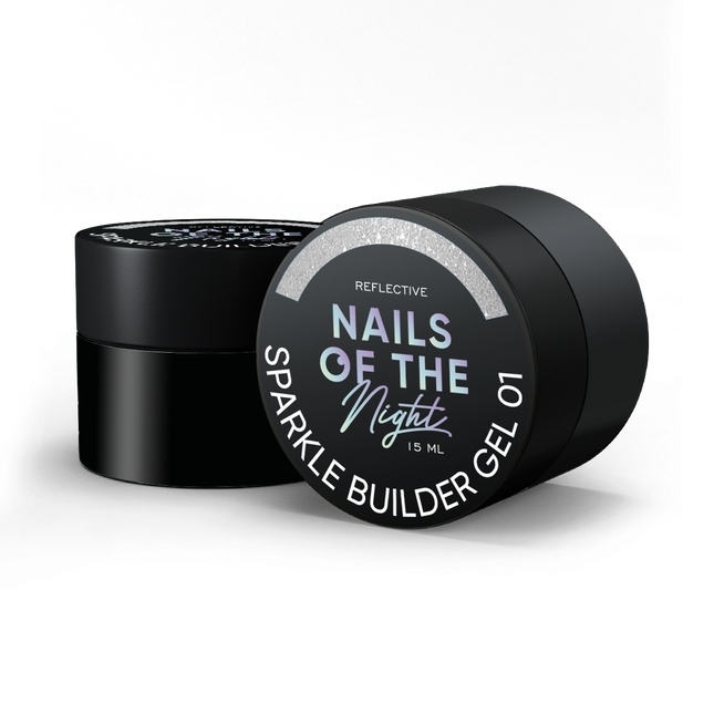 NAILSOFTHENIGHT Sparkle builder gel 01 — silver reflective building gel, 15 ml