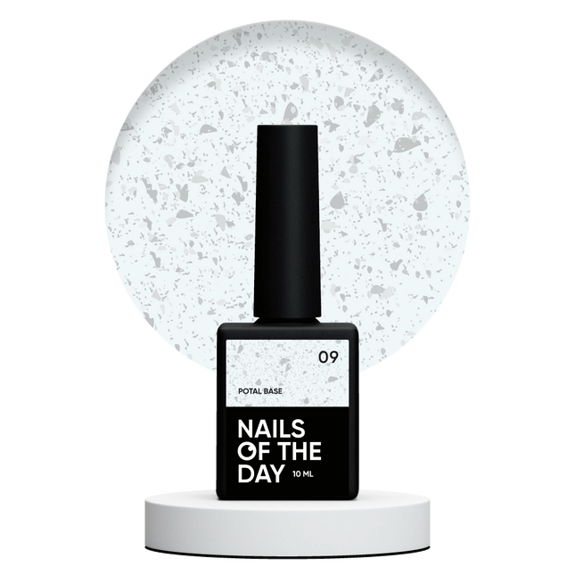 NAILSOFTHEDAY Potal base 09 – milk-silver base with silver potal, 10 ml