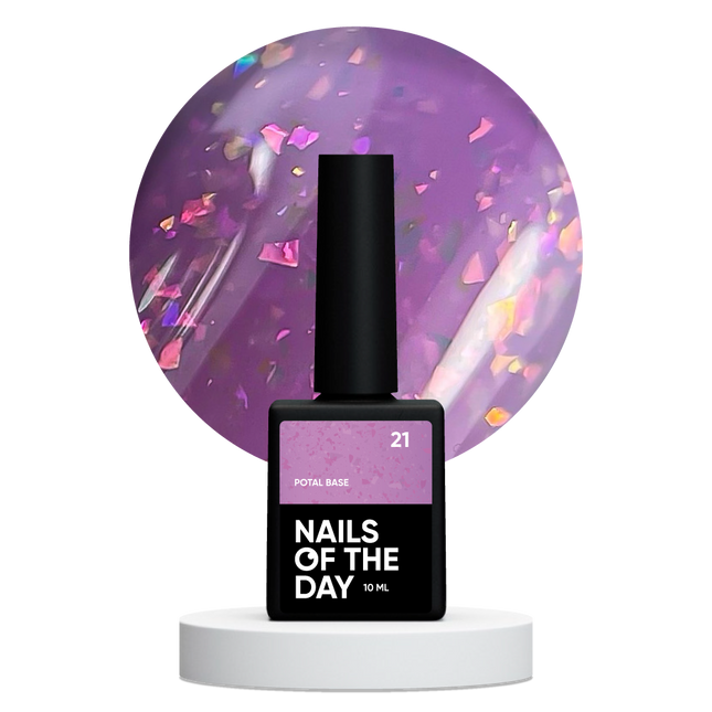 NAILSOFTHEDAY Potal base 21 – violet/lilac base with holographic stylish potal, 10 ml