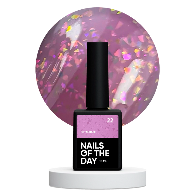 NAILSOFTHEDAY Potal base 22 – pink-lilac base with holographic stylish potal, 10 ml