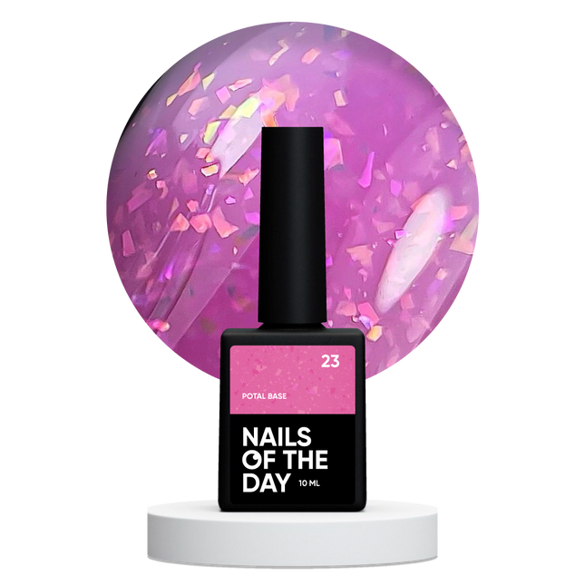 NAILSOFTHEDAY Potal base 23 – fuchsia base with holographic stylish potal, 10 ml