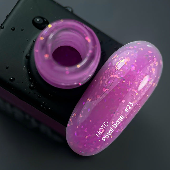 NAILSOFTHEDAY Potal base 23 – fuchsia base with holographic stylish potal, 10 ml