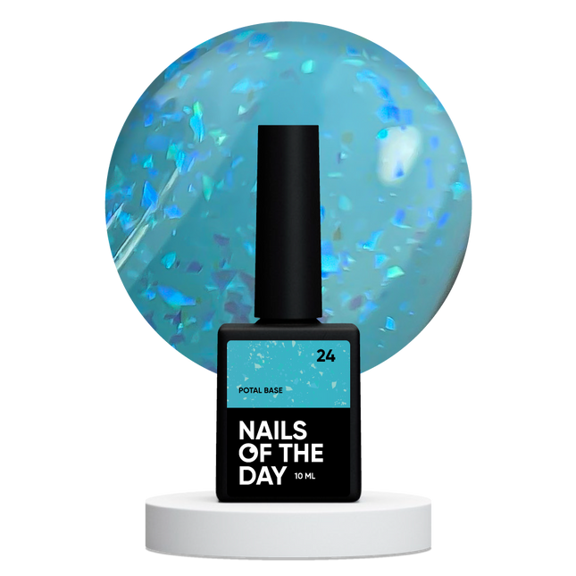 NAILSOFTHEDAY Potal base 24 - azure/bright blue base with stylish potal holographics, 10 ml