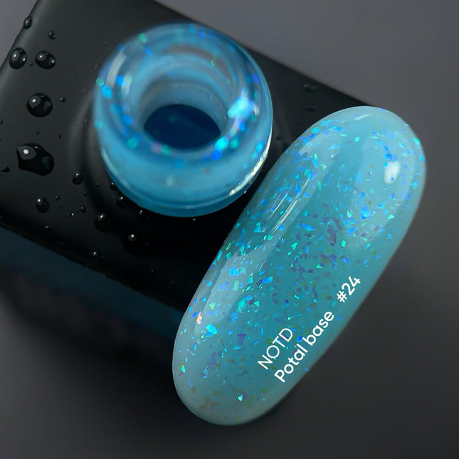 NAILSOFTHEDAY Potal base 24 - azure/bright blue base with stylish potal holographics, 10 ml