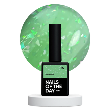 NAILSOFTHEDAY Potal base 25 – lime/lime base with stylish potal holographics, 10 ml
