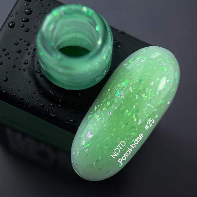 NAILSOFTHEDAY Potal base 25 – lime/lime base with stylish potal holographics, 10 ml