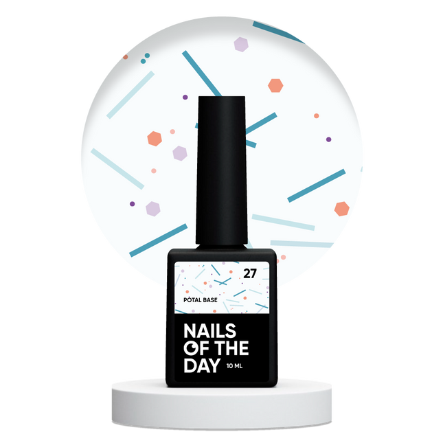 NAILSOFTHEDAY Potal base 27 – gentle milky base with neon sparkles, 10 ml