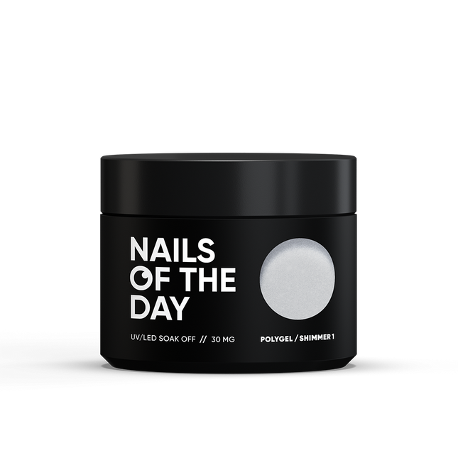 NAILSOFTHEDAY Polygel shimmer 01 — Polygel white with fine-grained shimmer, 30 g