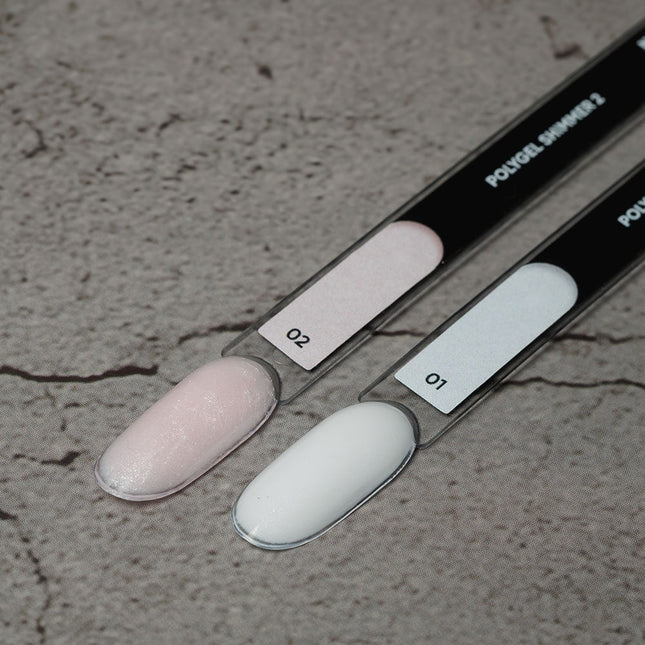 NAILSOFTHEDAY Polygel shimmer 01 — Polygel white with fine-grained shimmer, 30 g