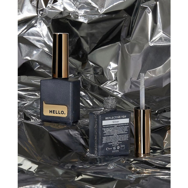 HEYLOVE (Hello) REFLECTIVE TOP SILVER TOP WITH REFLECTIVE SILVER SHIMMER, 15 ML
