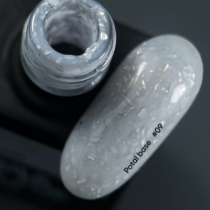 NAILSOFTHEDAY Potal base 09 – milk-silver base with silver potal, 10 ml