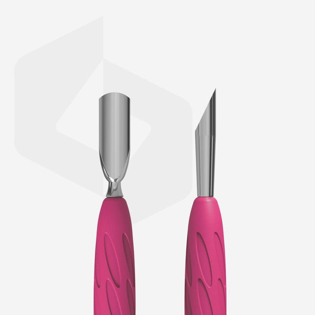 Manicure pusher with silicone handle “Gummy” UNIQ 10 TYPE 2 (narrow rounded pusher + slanted pusher)
