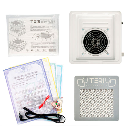 Teri Turbo M white (silver mesh) - portable nail dust collector - 230 Volts