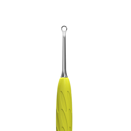 Manicure pusher with yellow silicone handle “Gummy” UNIQ 11 TYPE 1 (flat straight pusher + ring)