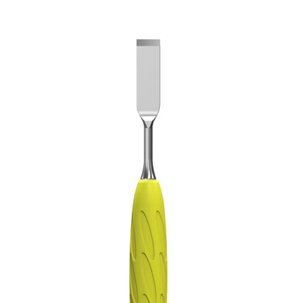 Manicure pusher with yellow silicone handle “Gummy” UNIQ 11 TYPE 1 (flat straight pusher + ring)