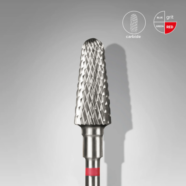 STALEKS EXPERT Carbide nail drill bit frustum red, head diameter 6 mm, working part 14 mm