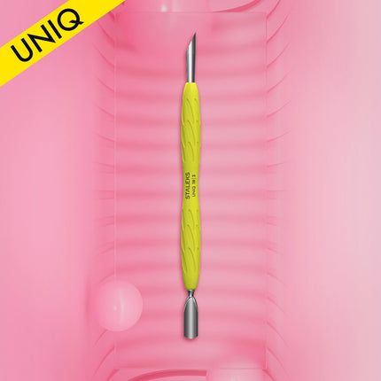 Manicure pusher with silicone handle “Gummy” UNIQ 10 TYPE 2 (narrow rounded pusher + slanted pusher)