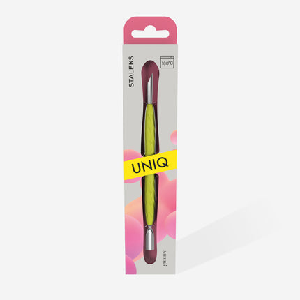 Manicure pusher with silicone handle “Gummy” UNIQ 10 TYPE 2 (narrow rounded pusher + slanted pusher)