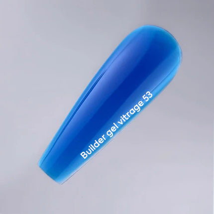 NAILSOFTHEDAY Builder Gel 53 Vitrage — Blue stained glass builder gel for nail extensions, 15 ml