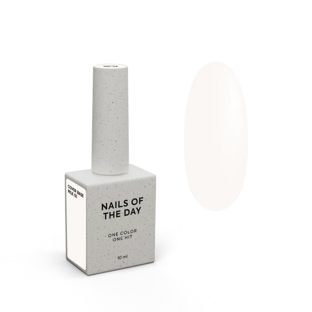Nailsoftheday Cover Base NEW Formula Milk 01 - semi-transparent camouflage base in a cool milky tone, 10 ml.