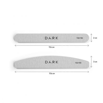 DARK nail file set - semicircle on foam grey, 25 pcs (150/180 grit)
