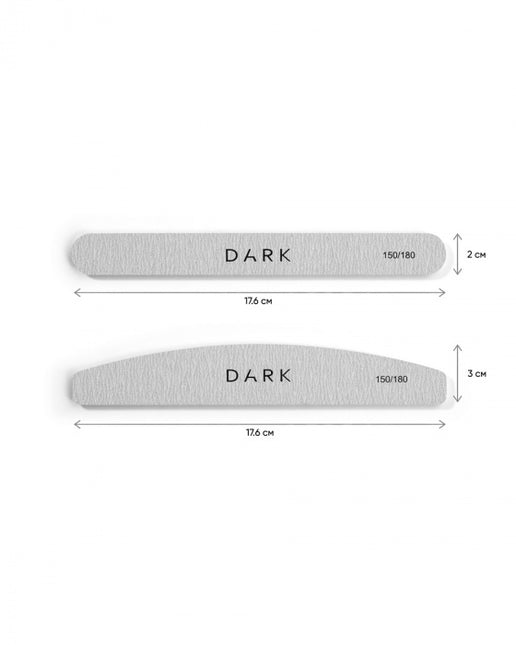 DARK nail file set - semicircle on foam grey, 25 pcs (150/180 grit)