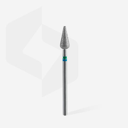 STALEKS Diamond nail drill bit DUO pointed pear blue-green EXPERT head diameter 5 mm / working part 12 mm