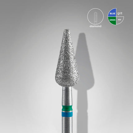 STALEKS Diamond nail drill bit DUO pointed pear blue-green EXPERT head diameter 5 mm / working part 12 mm