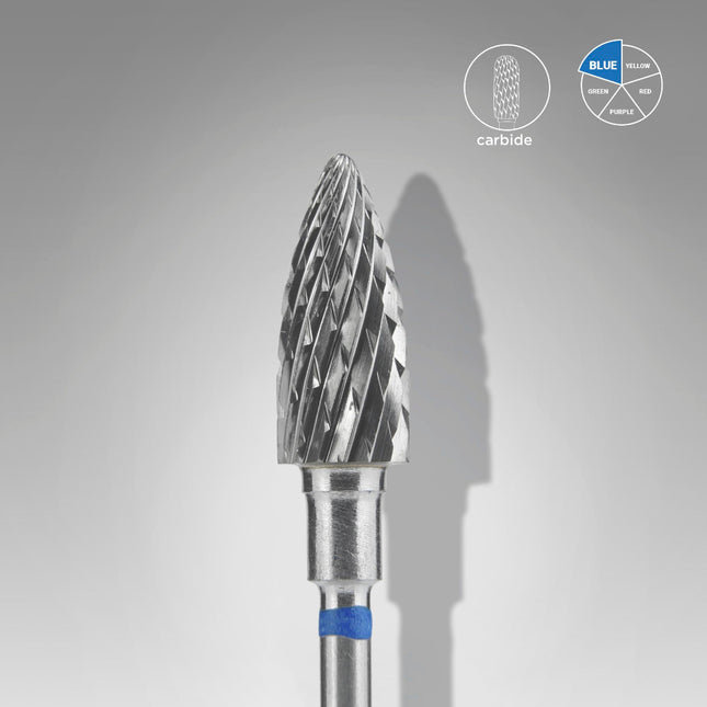 Staleks Carbide nail drill bit pine cone blue EXPERT head diameter 6 mm / working part 14 mm