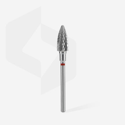 STALEKS EXPERT Carbide nail drill bit pine cone red, head diameter 6 mm, working part 14 mm