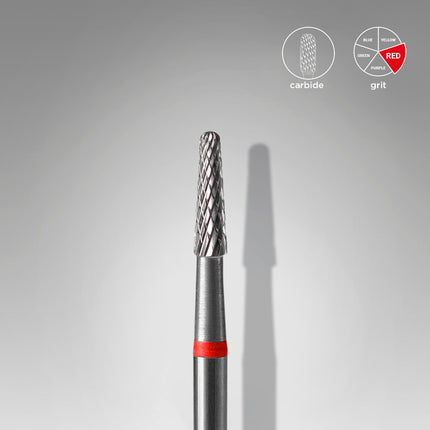 Staleks Carbide nail drill bit cone red EXPERT head diameter 2,3 mm / working part 8 mm