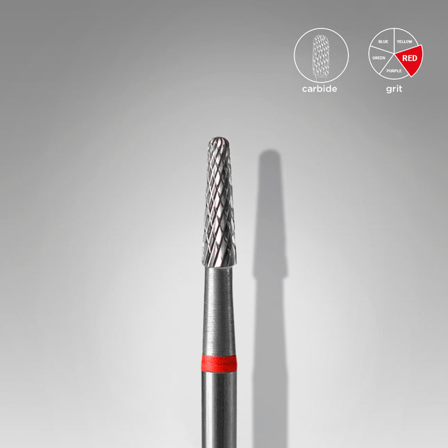 Staleks Carbide nail drill bit cone red EXPERT head diameter 2,3 mm / working part 8 mm