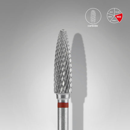 STALEKS EXPERT Carbide nail drill bit corn red , head diameter 4 mm, working part 14 mm