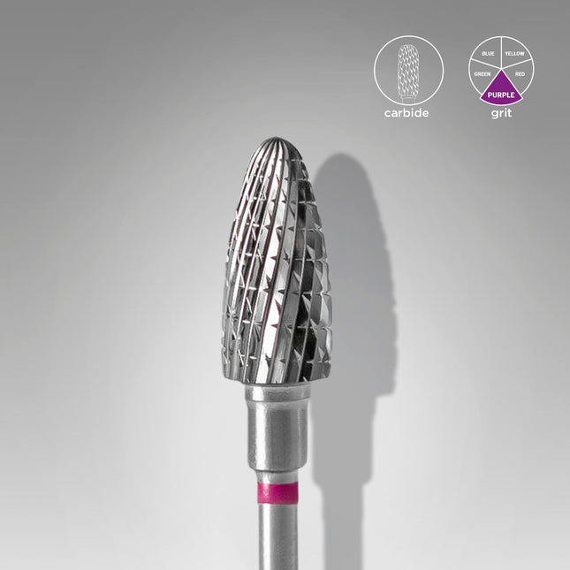 Staleks Carbide nail drill bit corn purple EXPERT head diameter 6 mm / working part 14 mm